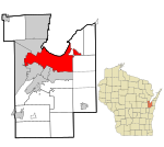 Brown County Wisconsin incorporated and unincorporated areas Green Bay highlighted